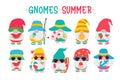 Gnomes Summer. Gnomes wear hats and sunglasses for summer trips to the beach