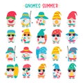 Gnomes Summer. Gnomes wear hats and sunglasses for summer trips to the beach