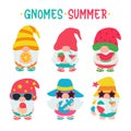Gnomes Summer. Gnomes wear hats and sunglasses for summer trips to the beach