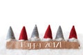 Gnomes, White Background, Text Happy 2017 Royalty Free Stock Photo