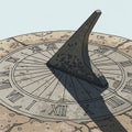 Gnomon casting a shadow on a circular face marked with Roman Royalty Free Stock Photo