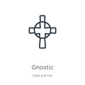 Gnostic icon. Thin linear gnostic outline icon isolated on white background from india collection. Line vector gnostic sign,