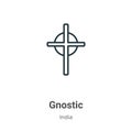 Gnostic outline vector icon. Thin line black gnostic icon, flat vector simple element illustration from editable india concept