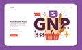 GNP or GNI web banner or landing page. Gross national product.