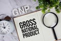 GNP - Gross National Product acronym on notepad, Business concept background Royalty Free Stock Photo