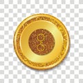 GNT cryptocurrency icon with three forms golden normal and line