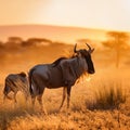 gnu antelopes, AI generated Royalty Free Stock Photo