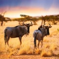 gnu antelopes, AI generated Royalty Free Stock Photo