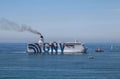 GNV Ship Grandi Navi Veloci, a cruise ship passengers returns to port in Genoa, Italy.