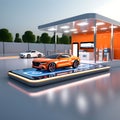 On-the-Go Auto Care: 3D Render Illustrating the Concept of Mobile Car Service, Service Station, and Parking Displayed on a Mobile