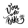 VÃÂ¡ de Bike. Go By Bike. Brazilian Portuguese Hand Lettering With Bicycle Draw. Vector.