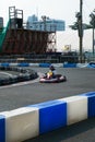 Go cart in a corner of race track