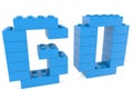 GO concept from blue toy bricks Royalty Free Stock Photo