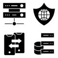 Pack of Data Technology Solid Icons Royalty Free Stock Photo