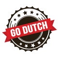 GO DUTCH text on red brown ribbon stamp