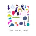 Go explore cutout collage nature Space Star card