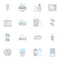 On-the-go food linear icons set. Portable, Convenient, Quick, Easy, Travel-friendly, Snackable, Tasty line vector and Royalty Free Stock Photo