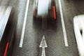 Go forward, Speed car movement on city road. Royalty Free Stock Photo