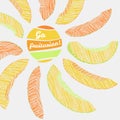 'Go Fruitarian!' card. Vegeterian banner with scratched melon sl