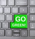 go green computer button key keyboard climate change business industry teamwork people Royalty Free Stock Photo