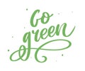 Go Green Creative Eco Vector Concept. Nature Friendly Brush Pen Lettering Composition On Distressed Background