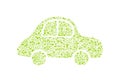 Go green eco pattern on car silhouette Royalty Free Stock Photo