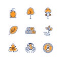 Go Green Ecology Two Color Semi Filled Line Icon Set Vector