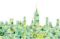 Go green hands city skyline background Royalty Free Stock Photo