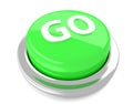 GO on green push button. 3d illustration. Isolated background