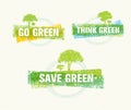 Go Green Recycle Reduce Reuse Eco Poster Concept. Vector Creative Organic Illustration On Rough Background Royalty Free Stock Photo