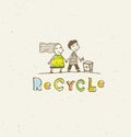 Go Green Recycle Reduce Reuse. Sustainable Eco Vector Concept on Recycled Paper Background. Royalty Free Stock Photo