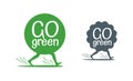 Go Green walking emblem with human foots