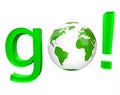 Go - Green Word and White Globe
