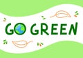 Go Green words hand drawn style. Earth and leaves Royalty Free Stock Photo
