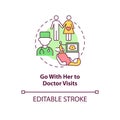 Go with her to doctor visits concept icon