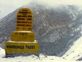 Go higher, Khardungla pass sign 18.380 ft / 5.359 m, Jammu and Kashmir, Ladakh, India Royalty Free Stock Photo