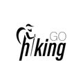 Go hiking. Adventure logo simple line hiker silhouette with text