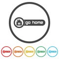 Go home button. Set icons in color circle buttons Royalty Free Stock Photo