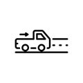 Black line icon for Go, go away and vehicle