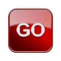 Go icon glossy red. Royalty Free Stock Photo
