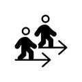 Black solid icon for Go, walk and iteration