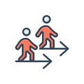 Color illustration icon for Go, walk and iteration