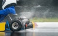 Go Kart increase speed with rain tire in race track Royalty Free Stock Photo