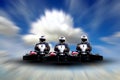 Go kart indoor, car where gokarting, cart racing fast Royalty Free Stock Photo