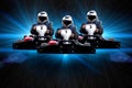 Go kart indoor, cart racing fast, car where gokarting Royalty Free Stock Photo