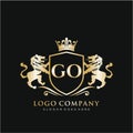 GO Letter Initial with Lion Royal Logo Template