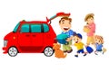 go out by car happy family isolated illustration