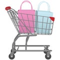 Go shop with cart big retail shopping bags