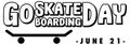 Go Skateboarding Day banner in black and white style