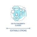 Go to childbirth classes blue concept icon